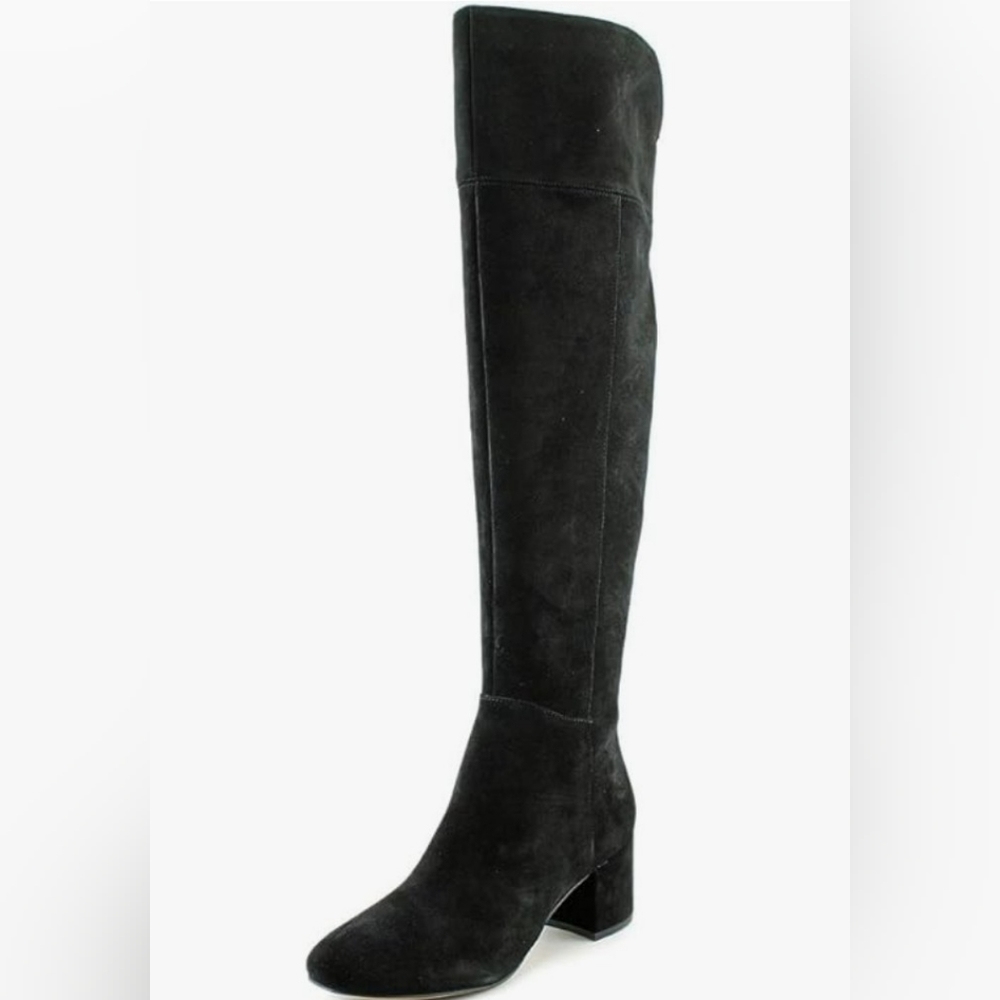 EUC Franco Sarto Pameline Black Suede Over-The-Knee Block Heel Boots // Size 6.5